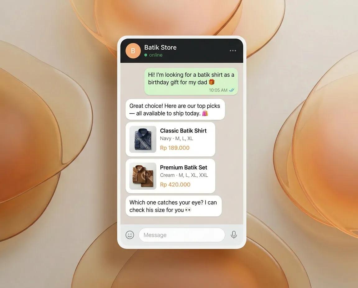 Discovery — AI surfaces products from your catalog in WhatsApp